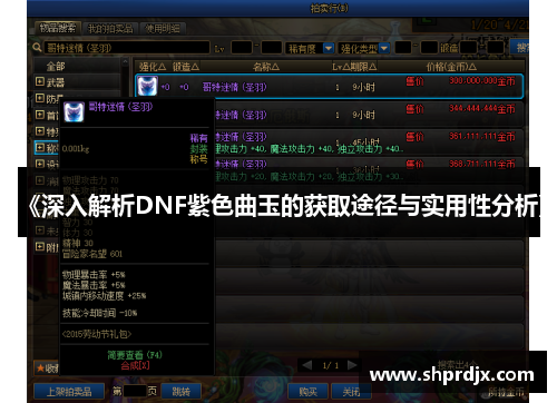 《深入解析DNF紫色曲玉的获取途径与实用性分析》